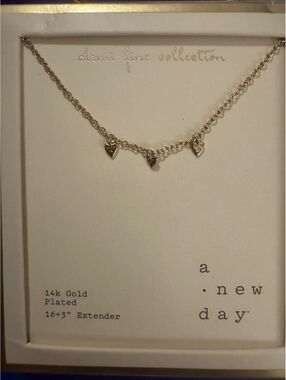 Demi Fine Collection 14k Gold Plated Necklace with Three Heart Charms